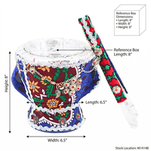 Traditional San'ani Decorated Steel Charcoal Holder 6.5" x 5.25" Green-Blue