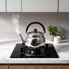 Stainless Steel Tea Kettle with Gold Accents & Heat-Resistant Handle - 4L