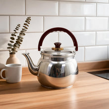 Stainless Steel Tea Kettle with Gold Accents & Heat-Resistant Handle - 4L