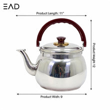 Stainless Steel Tea Kettle with Gold Accents & Heat-Resistant Handle - 4L