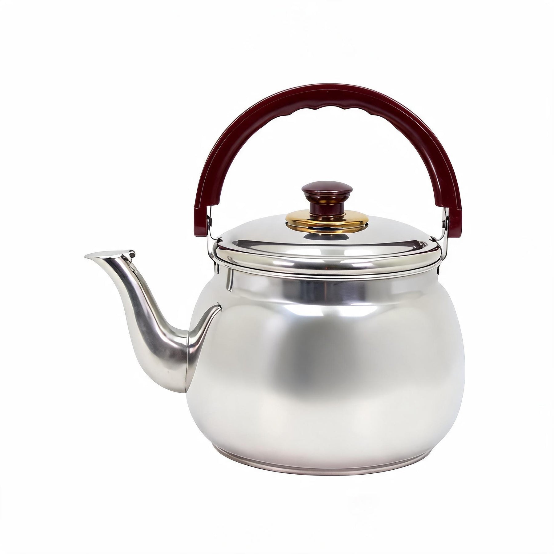 Stainless Steel Tea Kettle with Gold Accents & Heat-Resistant Handle - 4L