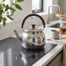 Stainless Steel Tea Kettle with Gold Accents & Heat-Resistant Handle - 3L