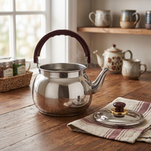 Stainless Steel Tea Kettle with Gold Accents & Heat-Resistant Handle - 3L