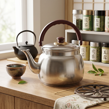 Stainless Steel Tea Kettle with Gold Accents & Heat-Resistant Handle - 2L