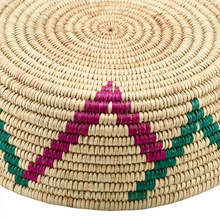 Medium Handwoven Natural Wicker Basket with Purple & Teal Accents