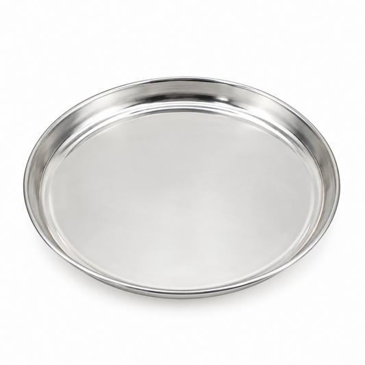 Traditional Yemeni Aluminum Baking Pan - 16 Inch Round, 16.25" x 16.25" x 1.75"