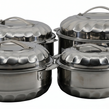 Set of 4 Stainless Steel Casserole Hot Pot - Thermal Food Warmer - S/M/L/XL