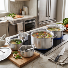 Stainless Steel Dual Handle Stock Pots 5 Pcs Set - XS/S/M/L/XL