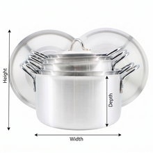 Stainless Steel Dual Handle Stock Pots 5 Pcs Set - XS/S/M/L/XL