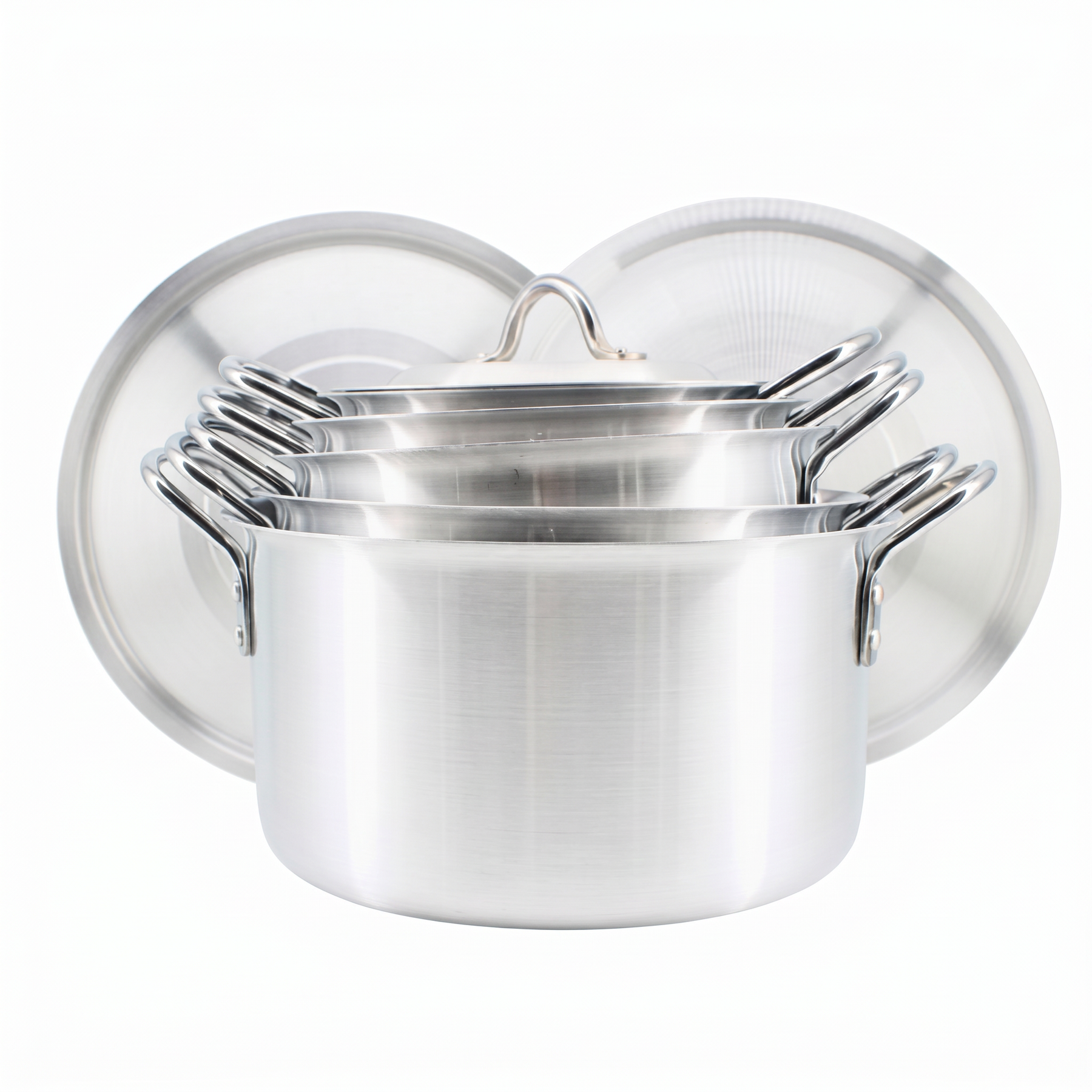 Stainless Steel Dual Handle Stock Pots 5 Pcs Set - XS/S/M/L/XL