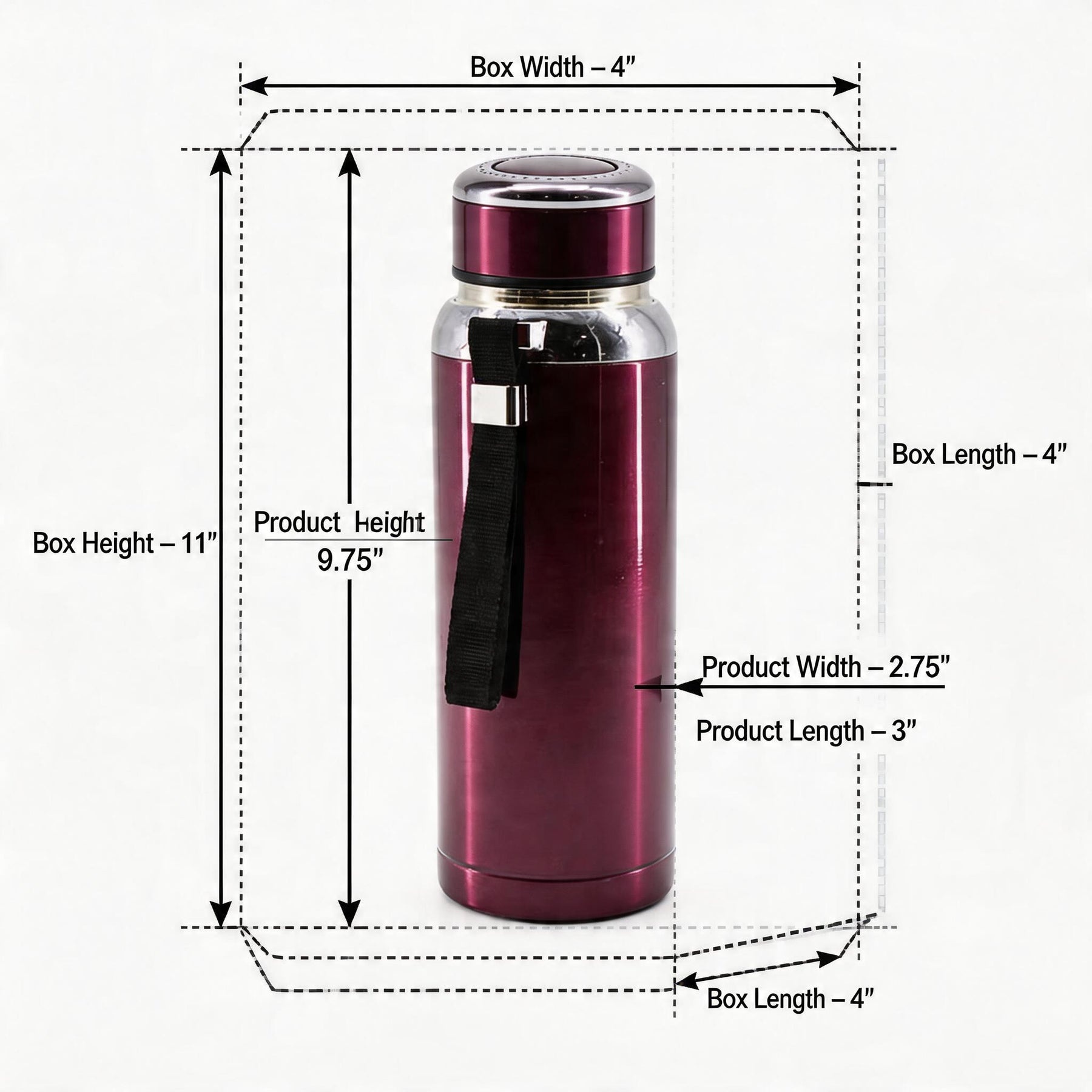 Premium Thermal Water Flask 1.0L - Dark Purple Vacuum Insulated