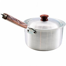 Set of 3 Wood Handle Aluminum Cooking Pots with Lids