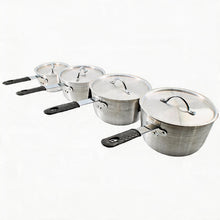 Set of 4 Rubber Handle Aluminum Cooking Pots with Lids