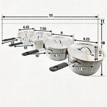 Set of 4 Rubber Handle Aluminum Cooking Pots with Lids