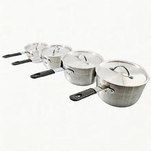 Set of 4 Rubber Handle Aluminum Cooking Pots with Lids