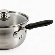 Set of 3 Rubber Handle Aluminum Cooking Pots with Lids