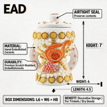 Small White-Gold Traditional Clay Incense Burner - Orange Design