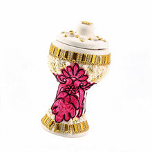 Small White-Gold Traditional Clay Incense Burner - Hot Pink-Black