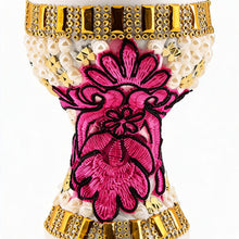 Small White-Gold Traditional Clay Incense Burner - Hot Pink-Black
