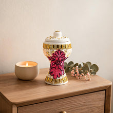 Small White-Gold Traditional Clay Incense Burner - Hot Pink-Black