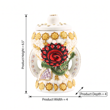 Small White-Gold Traditional Clay Incense Burner - Rose