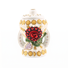 Small White-Gold Traditional Clay Incense Burner - Rose
