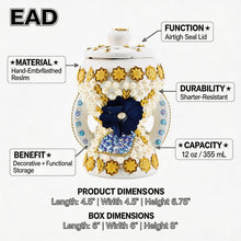 Small White-Gold Traditional Clay Incense Burner - Navy Blue Flower