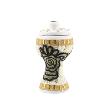 Small White-Gold Traditional Clay Incense Burner - Black Design