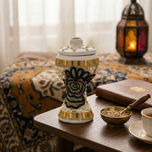 Small White-Gold Traditional Clay Incense Burner - Black Design