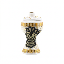 Small White-Gold Traditional Clay Incense Burner - Black Design