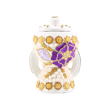 Small White-Gold Traditional Clay Incense Burner - Gold-Lavender