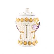 Small White-Gold Traditional Clay Incense Burner - Gold-Lavender