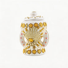 Small White-Gold Traditional Clay Incense Burner - Beige Design