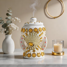 Small White-Gold Traditional Clay Incense Burner - Beige Design