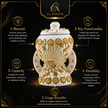 Small White-Gold Traditional Clay Incense Burner - Beige Design