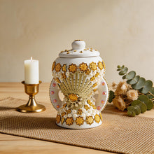 Small White-Gold Traditional Clay Incense Burner - Beige Design