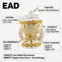 Small White-Gold Traditional Clay Incense Burner - Beige Design