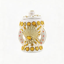 Small White-Gold Traditional Clay Incense Burner - Beige Design