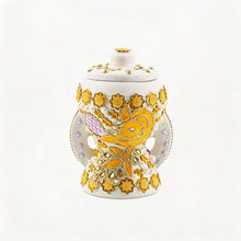 White-Gold Traditional Clay Incense Burner - Orange-Gold Small