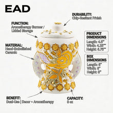 White-Gold Traditional Clay Incense Burner - Orange-Gold Small