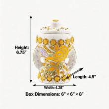 White-Gold Traditional Clay Incense Burner - Orange-Gold Small