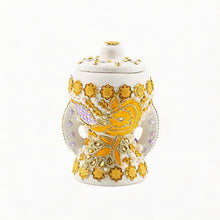 White-Gold Traditional Clay Incense Burner - Orange-Gold Small