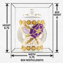 Small White-Gold Traditional Clay Incense Burner - Purple-Gold Flower