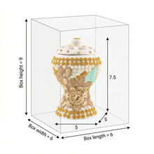Medium White-Gold Traditional Clay Incense Burner - Beige Floral Design
