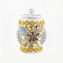 Small White-Gold Traditional Clay Incense Burner - Beige-Brown Design