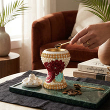 Medium White-Gold Traditional Clay Incense Burner - Red-Feathered Flower