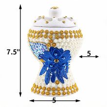 Medium White-Gold Traditional Clay Incense Burner - Blue-Feathered Flower