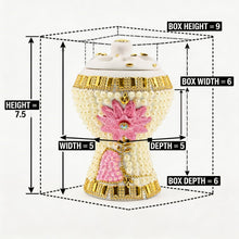 Medium White-Gold Traditional Clay Incense Burner - Pink Flower