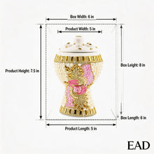 Medium White-Gold Traditional Clay Incense Burner - Pink-Gold Flower