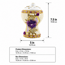 Medium White-Gold Traditional Clay Incense Burner - Purple Flower
